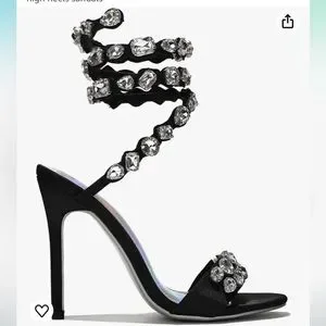 Cape Robbin Women Rhinestone Jewel Spiral Black ankle wrap strap heels Amazon.com | Cape Robbin Women main image 2